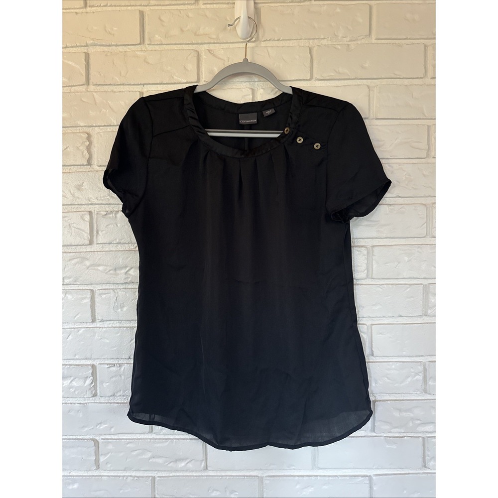 Covington Women's Size Small Black Button Collar 90s/Y2K Style Top
